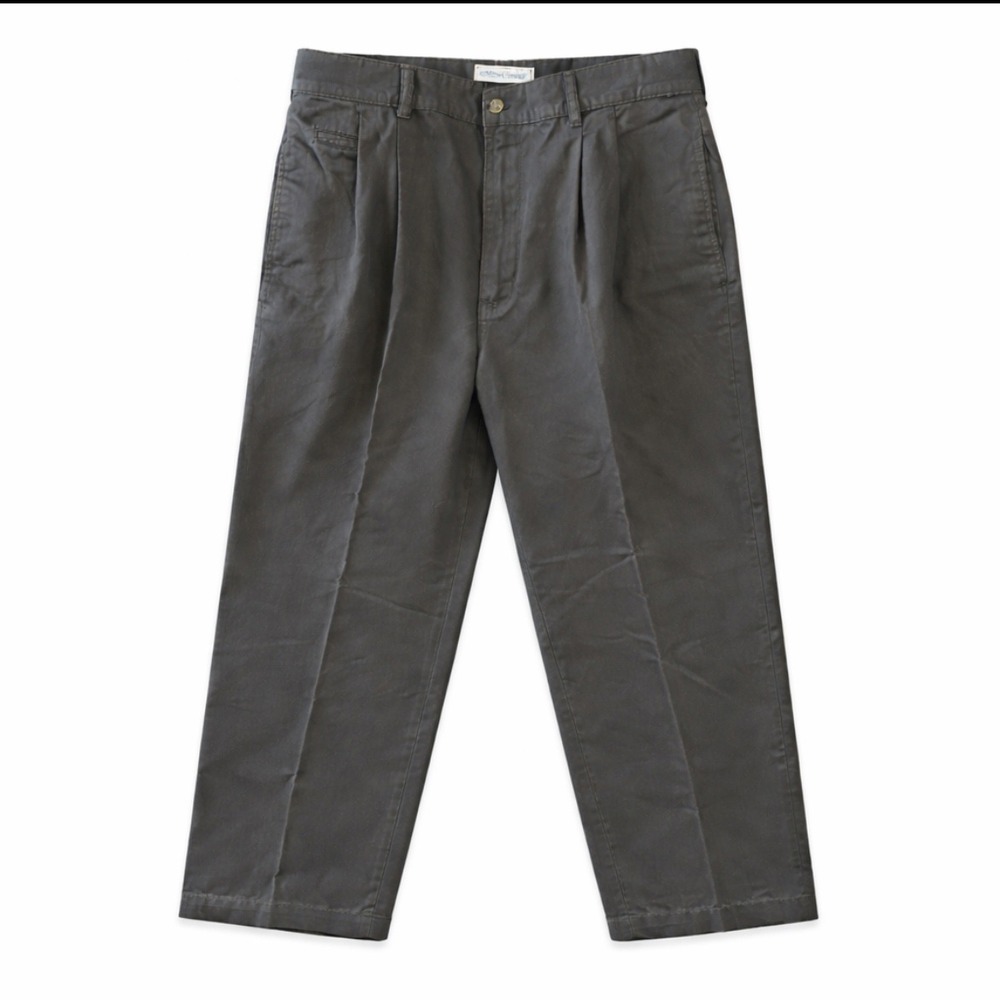 Vintage Bugle Boy Pants Mens 36x34 Gray Pleated Front Trousers 90s Relaxed Fit